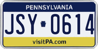 PA license plate JSY0614