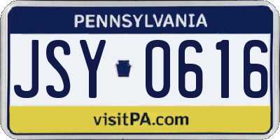 PA license plate JSY0616