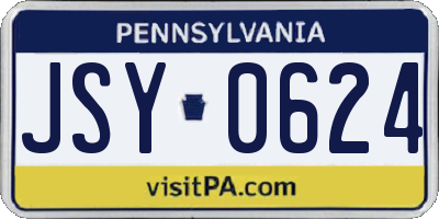 PA license plate JSY0624