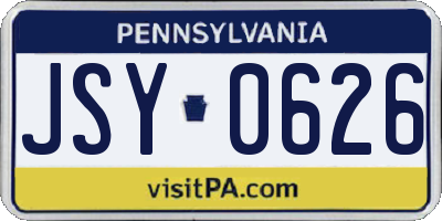 PA license plate JSY0626
