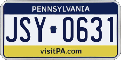 PA license plate JSY0631