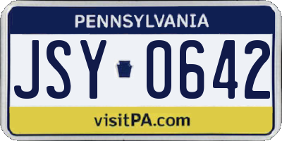 PA license plate JSY0642