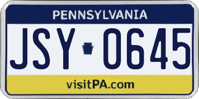 PA license plate JSY0645