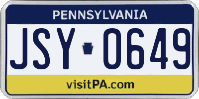 PA license plate JSY0649