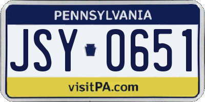 PA license plate JSY0651