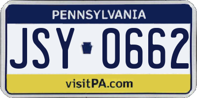 PA license plate JSY0662