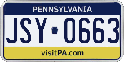 PA license plate JSY0663