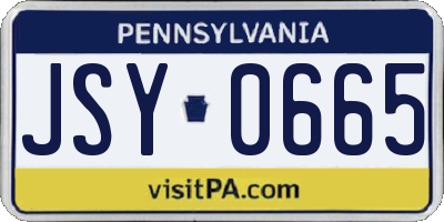 PA license plate JSY0665