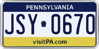 PA license plate JSY0670