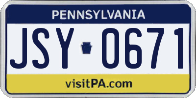 PA license plate JSY0671