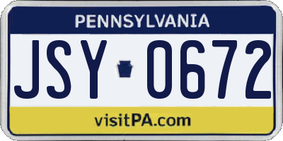 PA license plate JSY0672