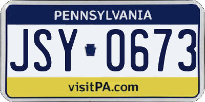 PA license plate JSY0673