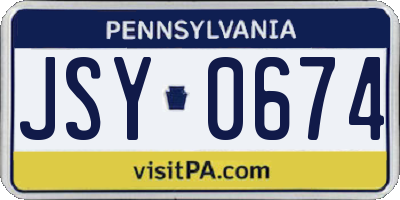 PA license plate JSY0674