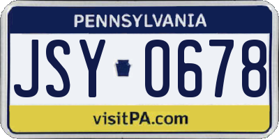 PA license plate JSY0678