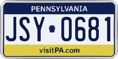 PA license plate JSY0681