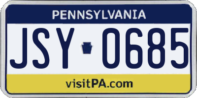 PA license plate JSY0685