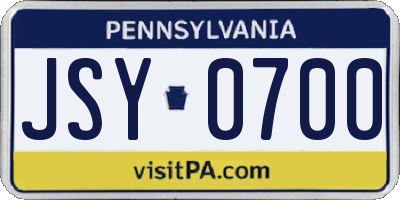 PA license plate JSY0700
