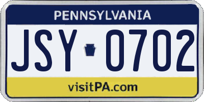 PA license plate JSY0702