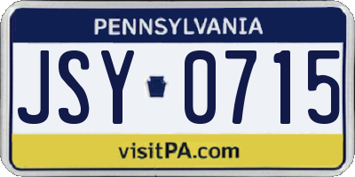 PA license plate JSY0715