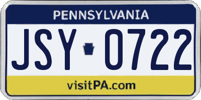 PA license plate JSY0722