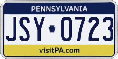 PA license plate JSY0723