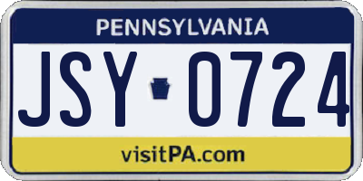 PA license plate JSY0724