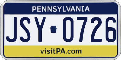 PA license plate JSY0726