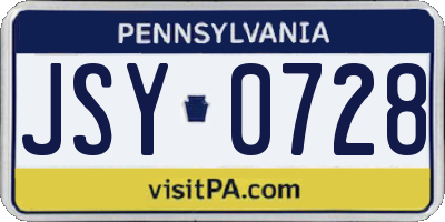 PA license plate JSY0728