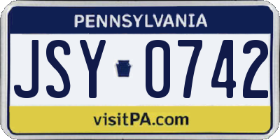PA license plate JSY0742