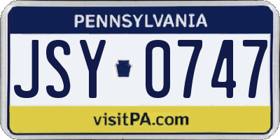 PA license plate JSY0747