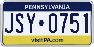 PA license plate JSY0751