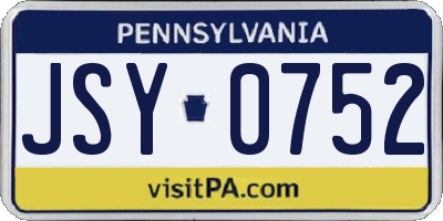 PA license plate JSY0752