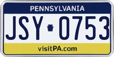 PA license plate JSY0753