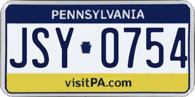 PA license plate JSY0754