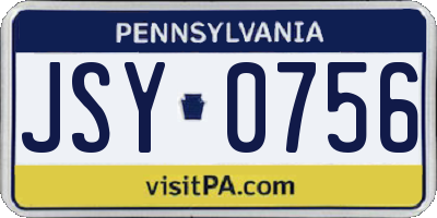 PA license plate JSY0756
