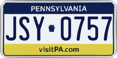 PA license plate JSY0757