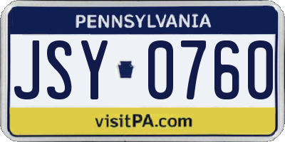 PA license plate JSY0760