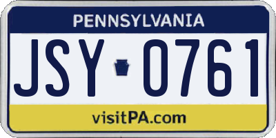 PA license plate JSY0761
