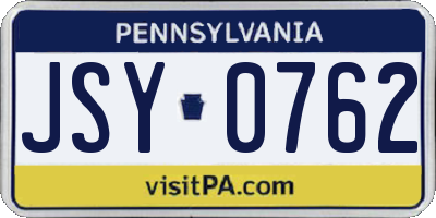 PA license plate JSY0762