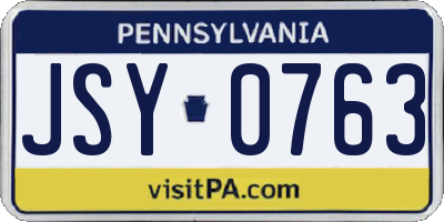 PA license plate JSY0763