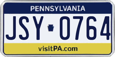 PA license plate JSY0764