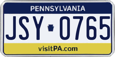 PA license plate JSY0765