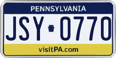 PA license plate JSY0770