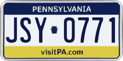 PA license plate JSY0771