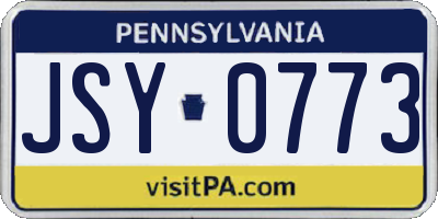 PA license plate JSY0773