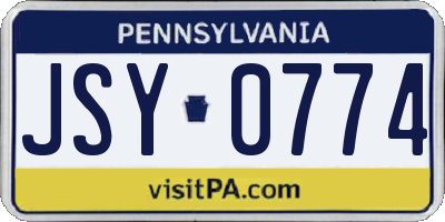 PA license plate JSY0774