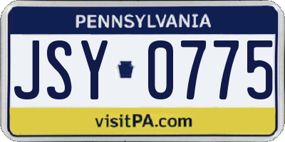 PA license plate JSY0775