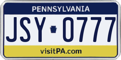 PA license plate JSY0777