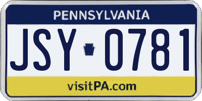 PA license plate JSY0781