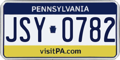 PA license plate JSY0782